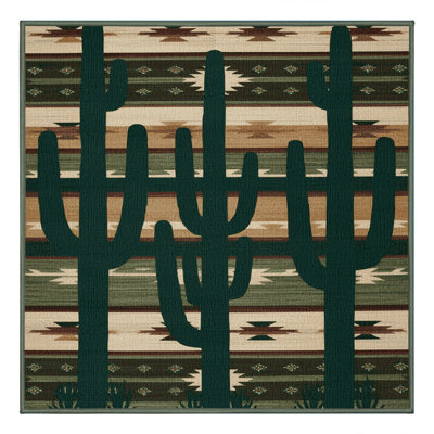 Washable Saguaro Cactus Southwestern Area Rug