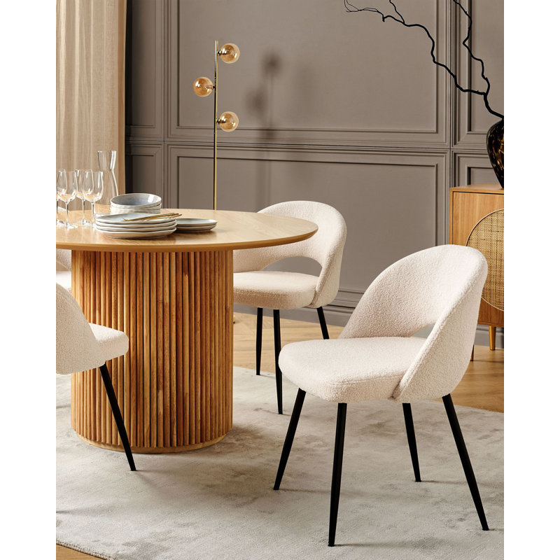 Millau 46 cm H Upholstered Boucle Spindle Back Dining Chair, Beige