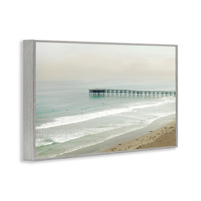 Distant Pier Beach Jetty Framed Giclee Art, design by Rhonda Addison