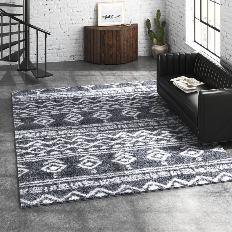 Tapis ivoire / gris Mackey Southwestern, Rectangle 4 pi x 6 pi