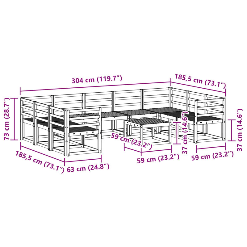  Outdoor Sofa Set 10 pcs