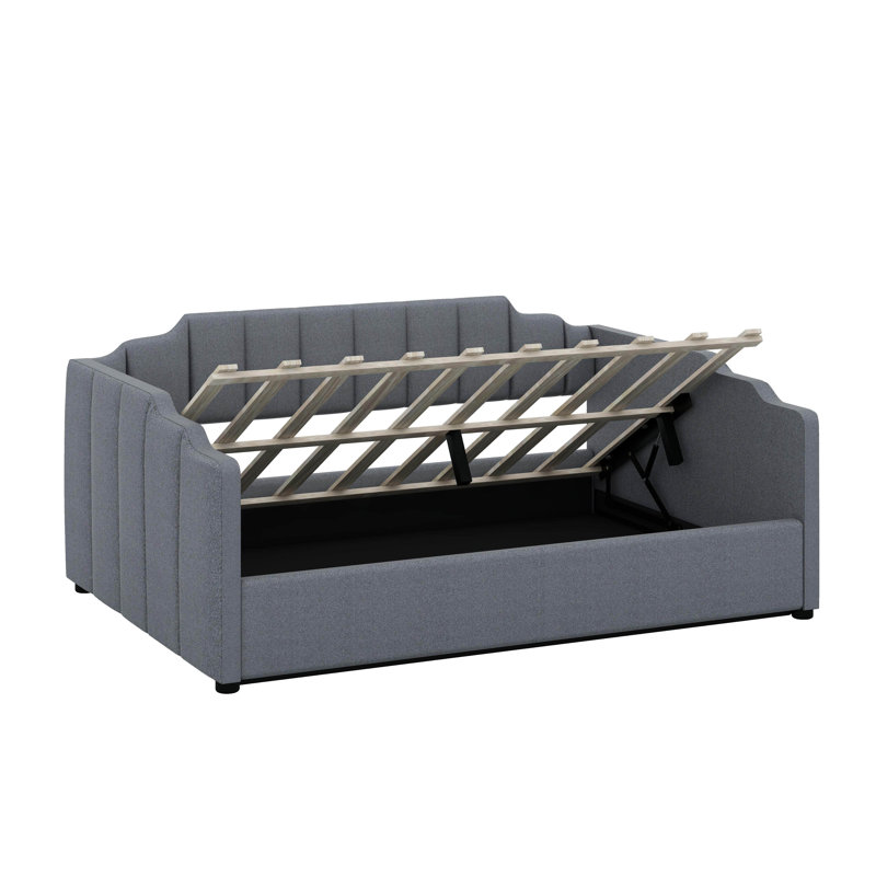 Full Size Upholstered Daybed With Underneath Storage, Gray