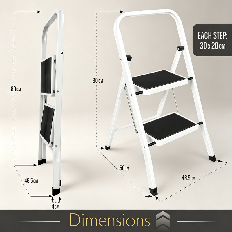 Alloy Steel Step Stool, White