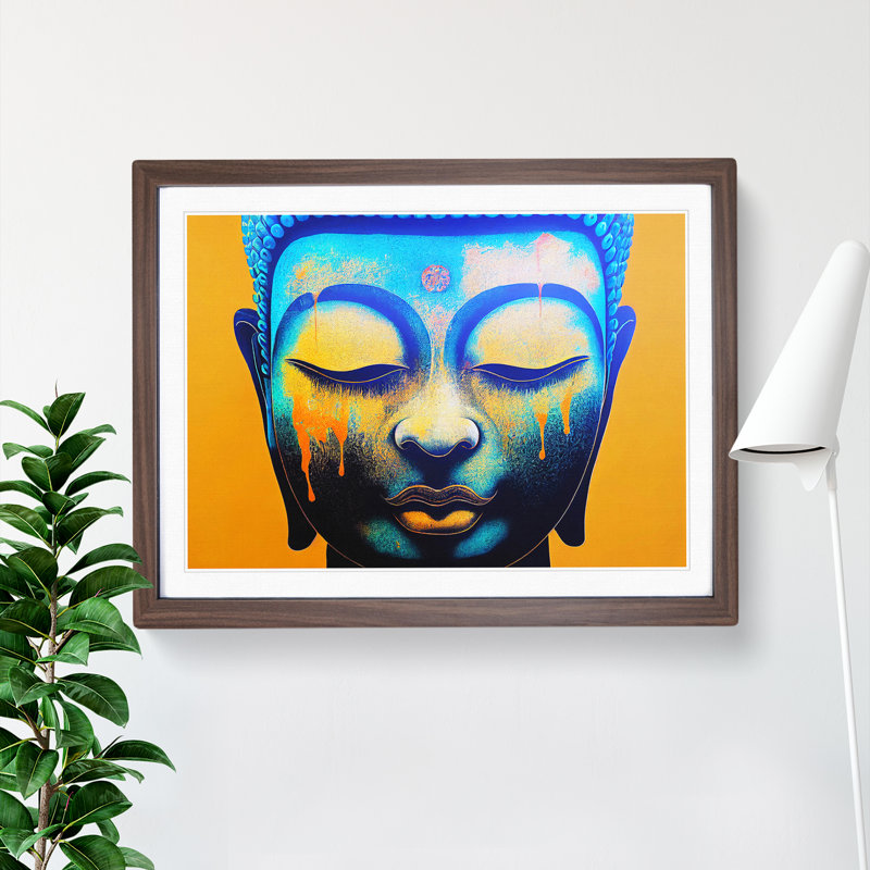 XH1022-6564X Paint Drip Buddha Vol.1 - Single Picture Frame Print, 46cm H x 64cm W, Brown