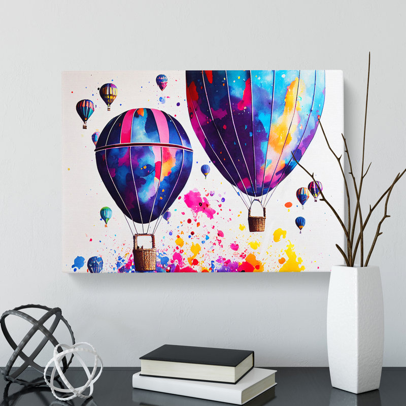 Colourful Hot Air Balloons Abstract - Wrapped Canvas, 40cm H x 60cm W x 3cm D