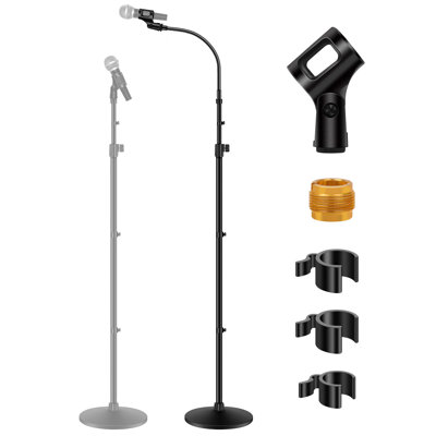 Microphone Stand, Mic Stand Detachable Gooseneck Mic Floor Stand Height Adjustable From 32” To 70” With Weighted Round Base For Blue Yeti Blue Snowball Shure SM7B Shure SM58 Samson Q2U