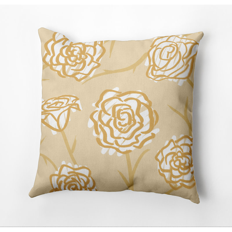 Housse et insert de coussin d'extérieur carré Botanical Blooms, 20 po x 20 po, Or