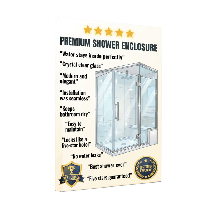 Cabine de douche Bath & Laundry avec portes en verre transparent, H 18 po x l 12 po