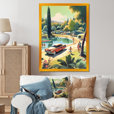 50's Vintage Cars By The Beach V - Retro Car Wall Art Living Room