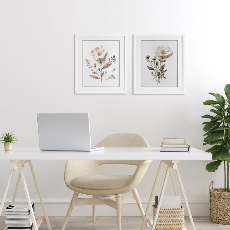 Ensemble de 2 impressions encadrées sous verre Minimal, H 16 po x l 13 po, Cadre blanc côtier