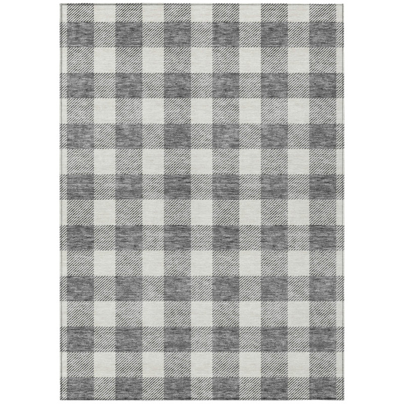 Tapis intérieur lavable gris et gris anthracite HomeRoots 9 pi x 12 pi