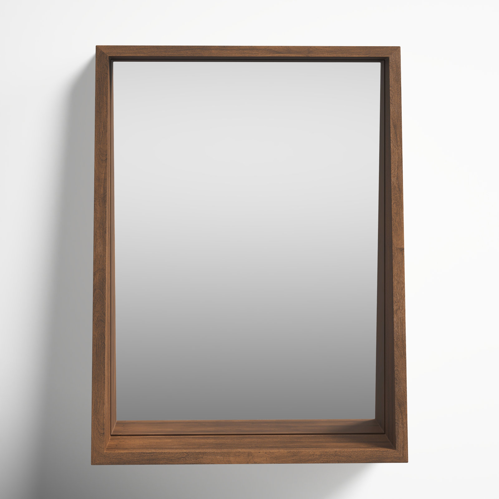 Parkside Rectangle Mirror with Shelves, Rustic Brown