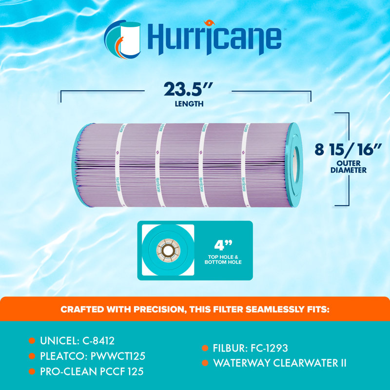 Hurricane Filters HF8412-01P Platinum Purple Spa Filter Cartridge Replacement (4 Pack)