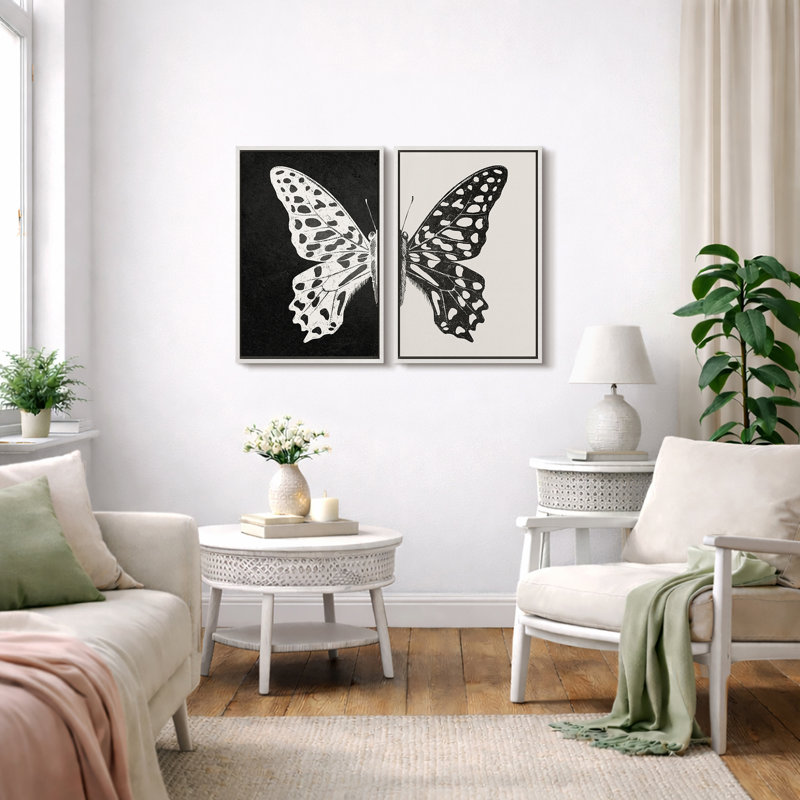 Art mural noir et blanc, images murales neutres modernes, impression sur toile encadrée 2 pièces, 16 x 24 x 2, 24 x 36 x 2
