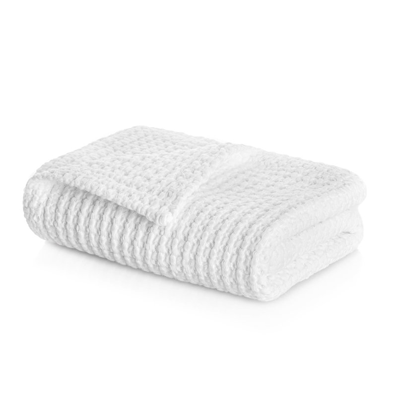Aura Waffle Bath Towel, White
