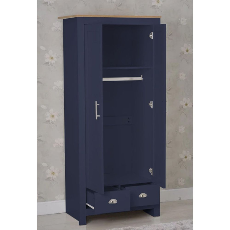 Annieruth 2 Door Manufactured Wood Wardrobe, Blue/Oak