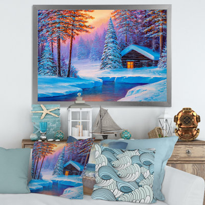 «Old Cabin In Winter Forest I», reproduction d'art sur toile