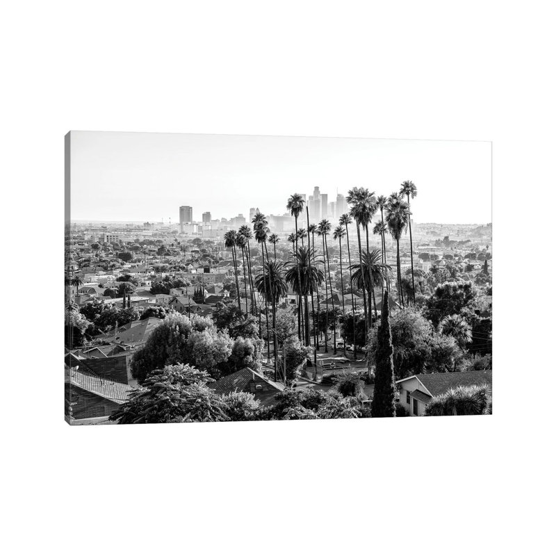 «Black California Series - the Los Angeles Skyline» par Philippe Hugonnard - reproduction de photo sur toile tendue