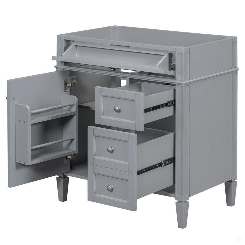 Meuble-lavabo de salle de bain 30 po sans lavabo supérieur, armoire de rangement moderne avec 2 tiroirs et un tiroir basculant