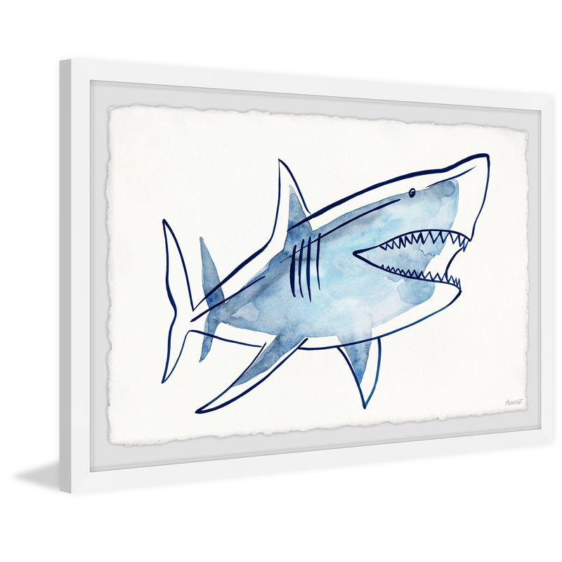 Shark Outline - Single Picture Frame Painting, 41 cm H x 61 cm W