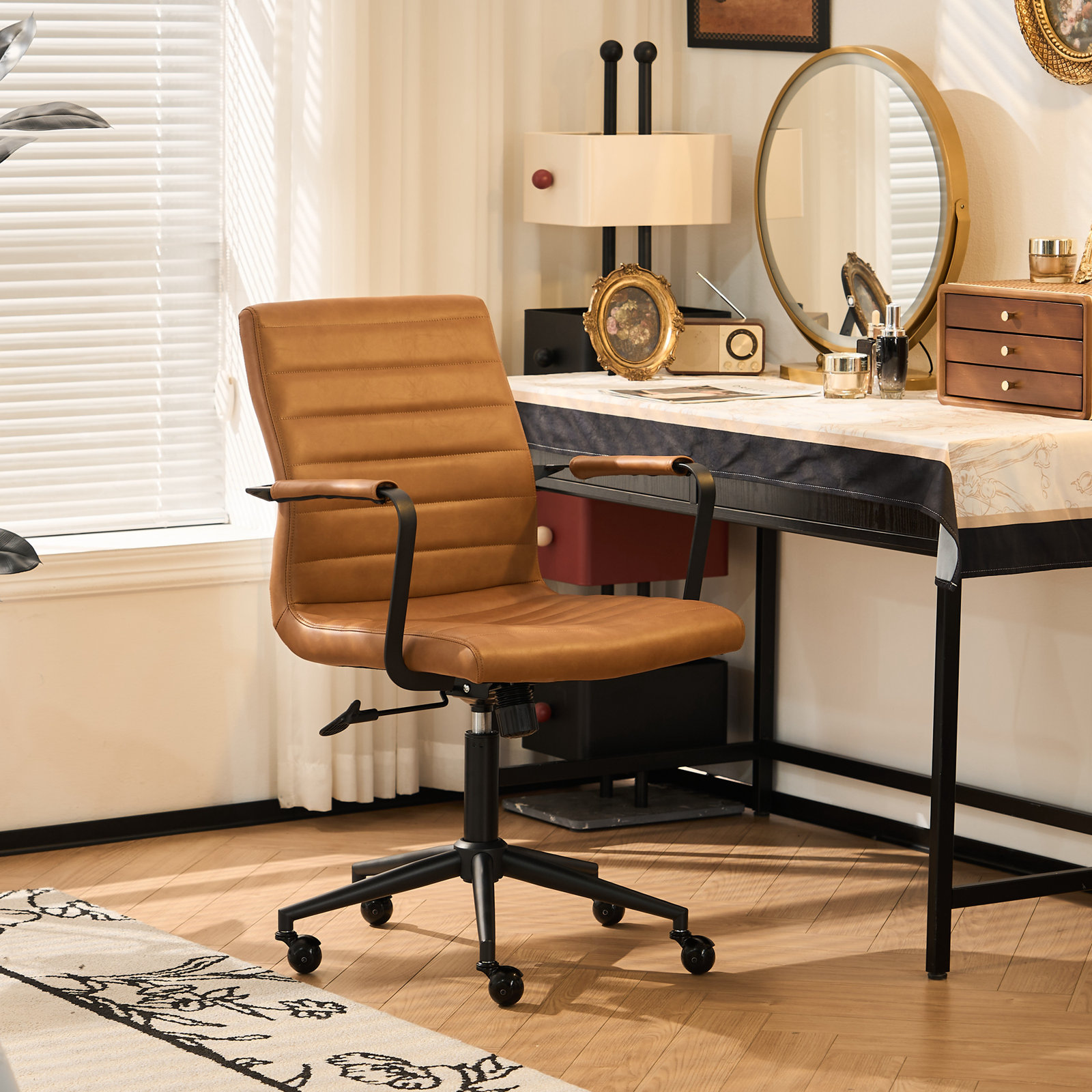 Arianna Mid-century Office Chair, Brown