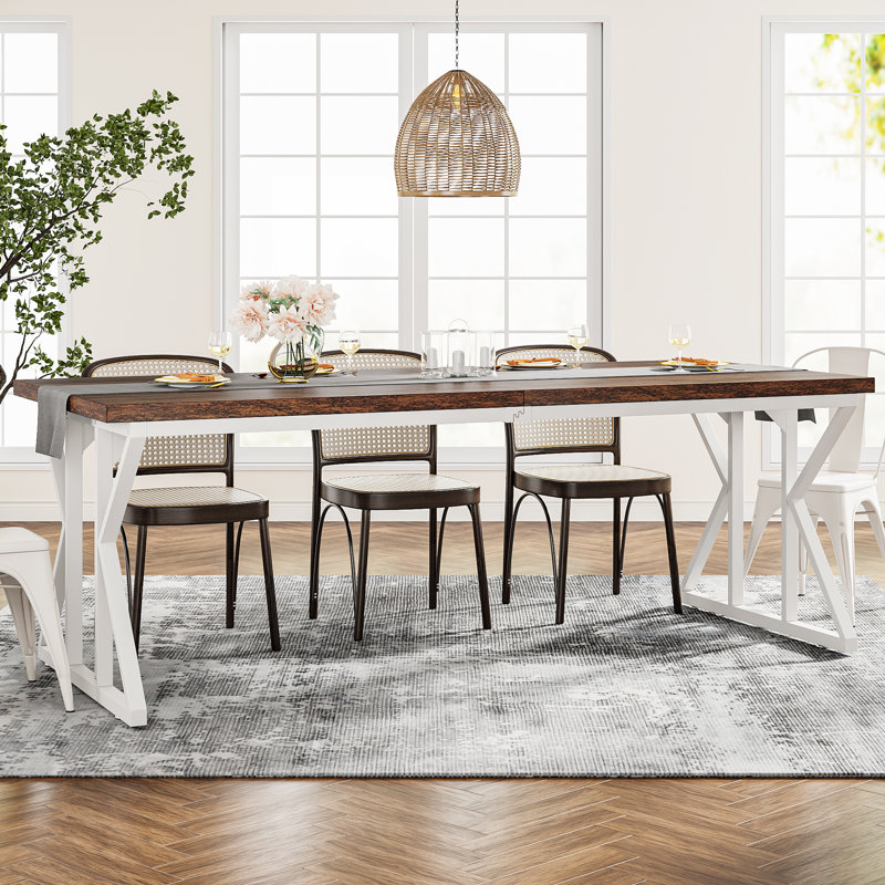 Table de salle à manger Taneja, Brun, H 29,92 po x L 78,74 po x l 27,55 po, Blanc