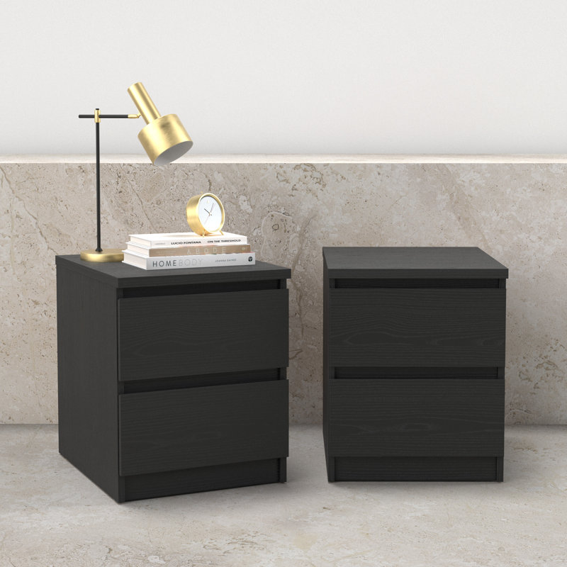 Yarbrough 2 Drawer Nightstand - Set Of 2, Black