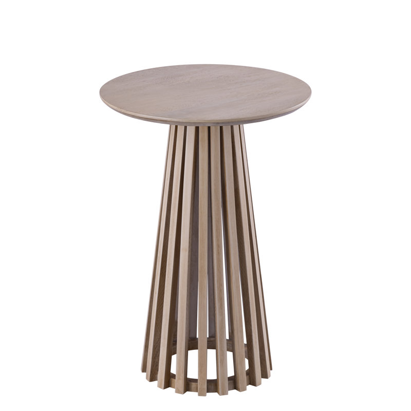 Lenan Round Light Oak and Metal Accent Table