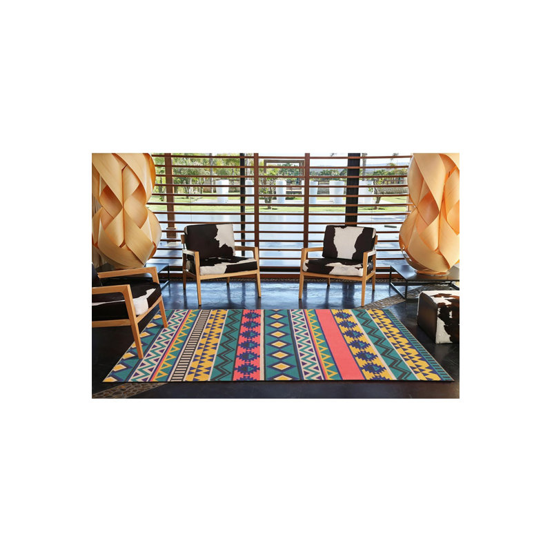 Tapis multicolore à motif géométrique à motifs mélangés, Carré 3 pi 3 po