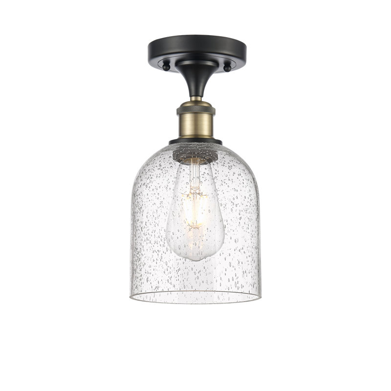 Ballston - Allysson - 1 Light 6" Semi-Flush Mount - Seedy Shade, Black Antique Brass
