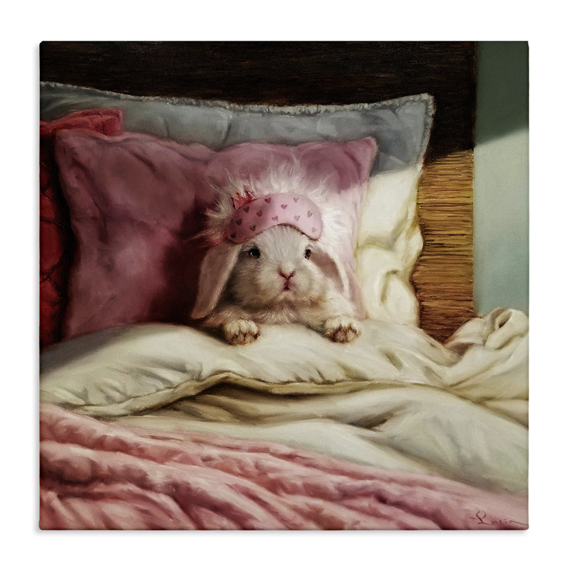 Lapin au repos, blanc cassé, par Lucia Heffernan - impression, H 36 po x l 36 po