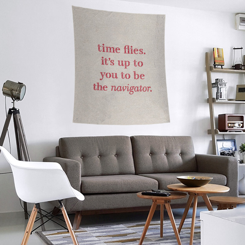 Tapisserie quote-quote time à l’écriture en polyester, H 27,5 po x l 37,5 po, Blanc / Rouge
