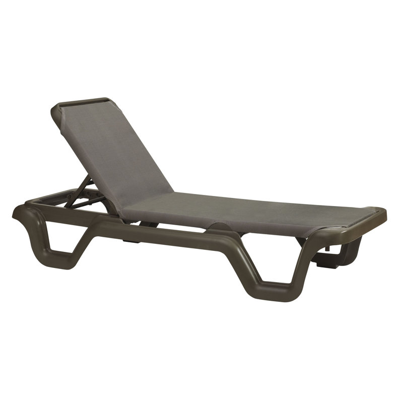 Grosfillex Marina 78" Long Reclining Chaise, Espresso/Bronze