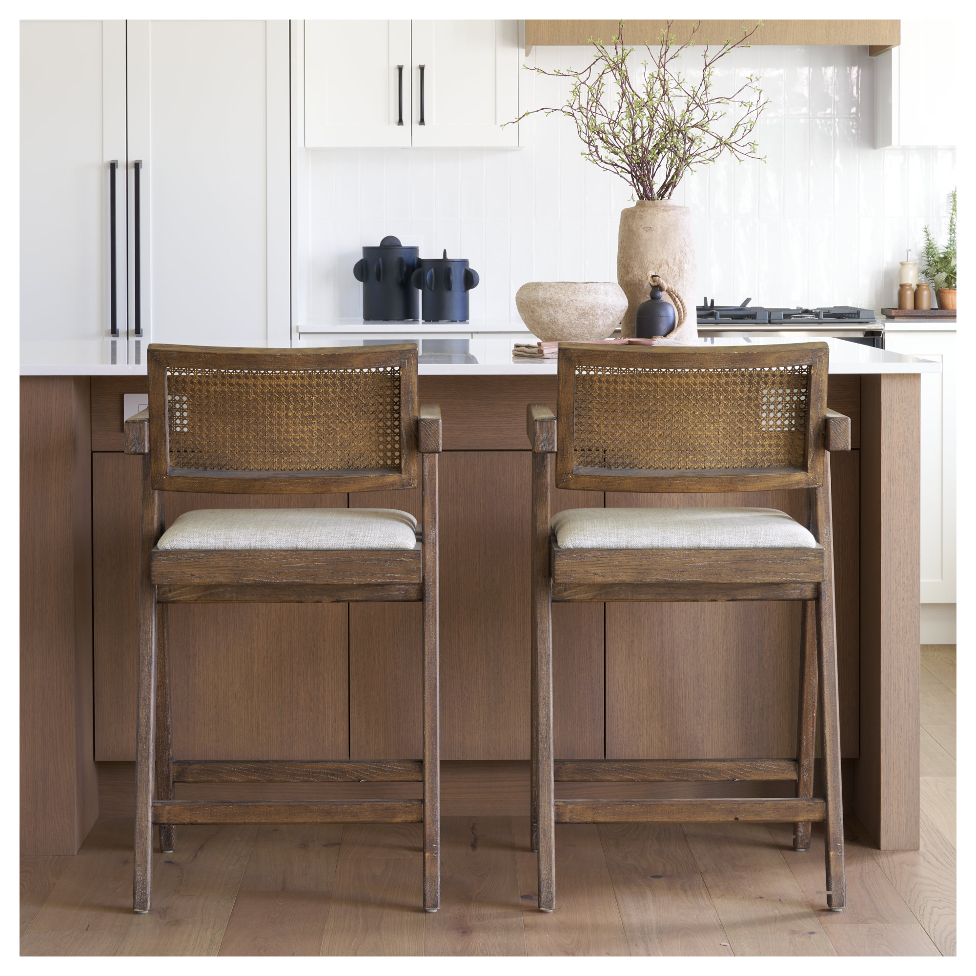 Nava Cane Stool, Counter Stool (24.25" Seat Height)