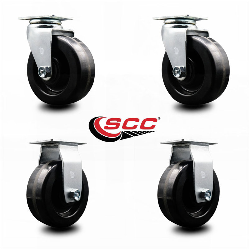 5 Inch Phenolic Caster Set with Ball Bearings 2 Swivel 2 Rigid SCC