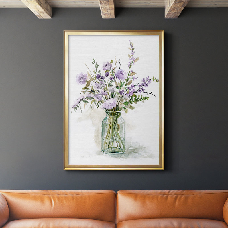 «Purple Passion I», toile encadrée de qualité supérieure - prête à être accrochée, H 36,5 po x l 26,5 po, Cadre doré