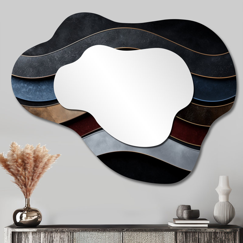 Abstract Fractal Whispers Of Dark Color - Fractal Asymmetrical Wall Mirror, Modern Vanity Mirror, Printed on Metal, 27" x 35"