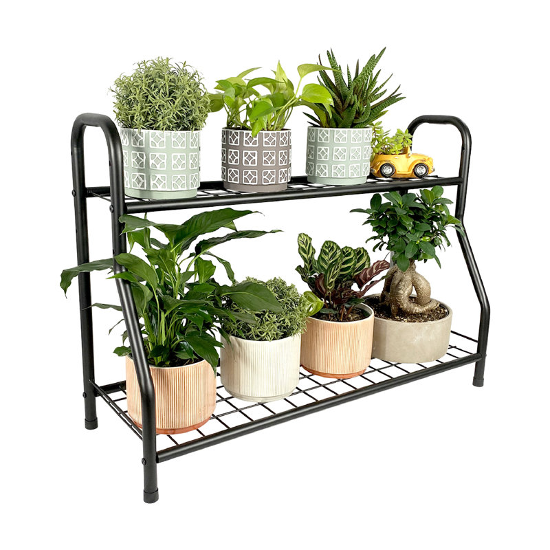 Support pour plantes en métal à 2 niveaux