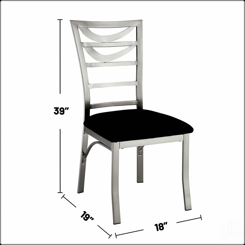 Ensemble de 2 chaises d'appoint en microfibre noire et en métal argentées