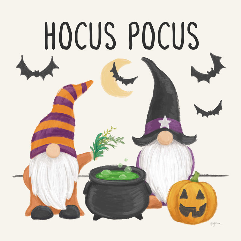 Halloween Gnomes II par Mary Urban - reproduction d'art sur toile tendue, H 12 po x l 12 po, Pas de tapis, Toile tendue