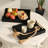 Set Of 2 Shagreen Serving Tray With Polished Metal Handles Wood Decorative Tray PU Leather With Brushed For Coffee Table Ottoman Console Table-2084907920
