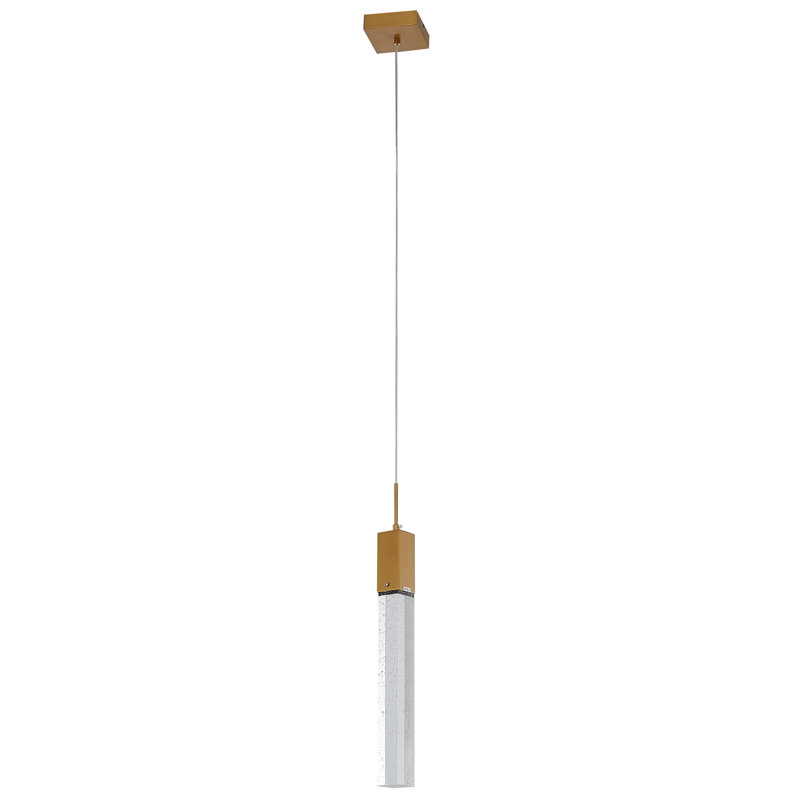Couto 1 Light Bronze Pendant with Hanging Crystal Accent, Gold