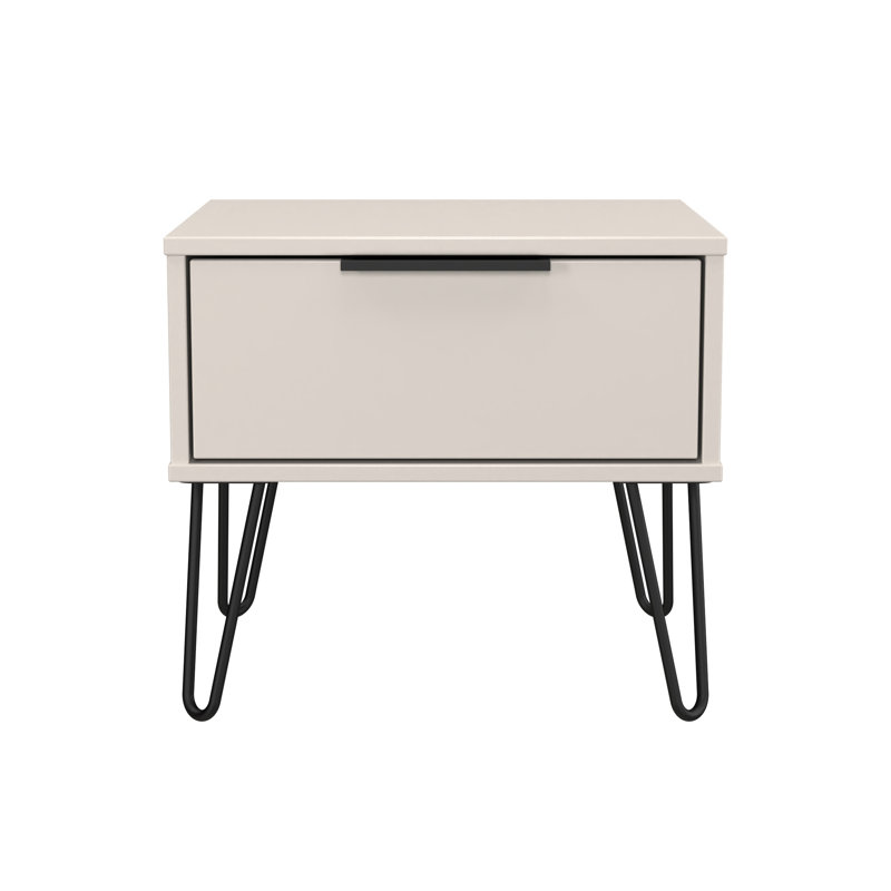 Solvay 45cm W Manufactured Wood Bedside Table, Beige/Black