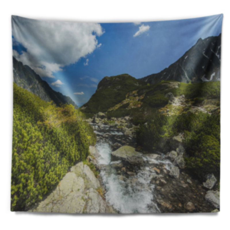 Tapisserie Alpine Stream in High Mountains, H 32 po x l 39 po