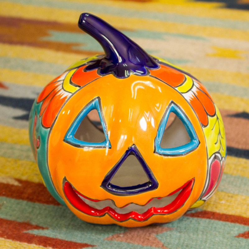 Petite lanterne en céramique floral halloween