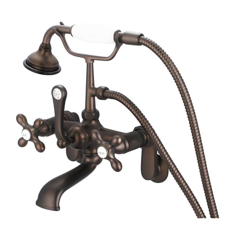 Stonington 3 Handle Clawfoot Tub Faucet, Cross Handles, Oil Rubbed Bronze
