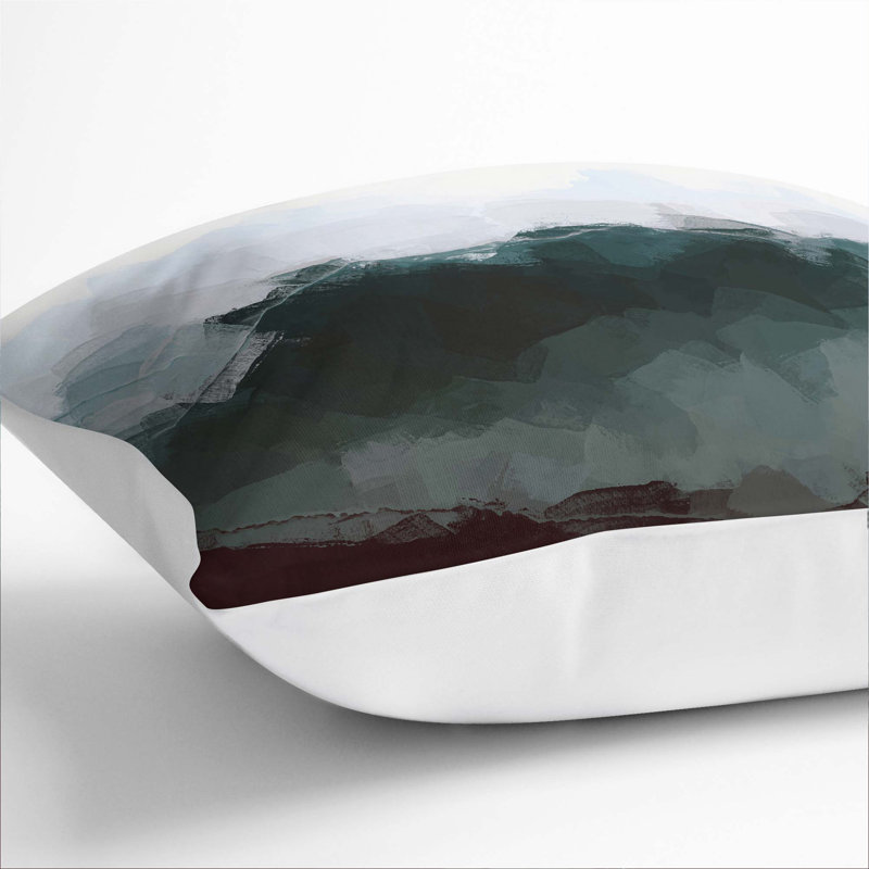 Misty Mountain Range Cushion with Filling, 55cm H x 55cm W x 20cm D, White