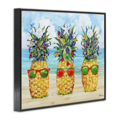 Ananas sur le thème de Noël, estampe numérique encadrée par Paul Brent