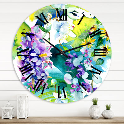 Bouquet de fleurs sauvages et de tournesols - Horloge murale de ferme