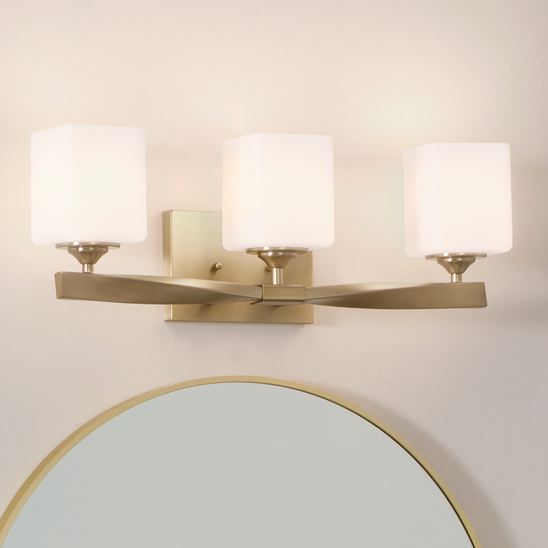 Éclairage pour salle de bain 3 lumières Lecompton, Champagne champagne